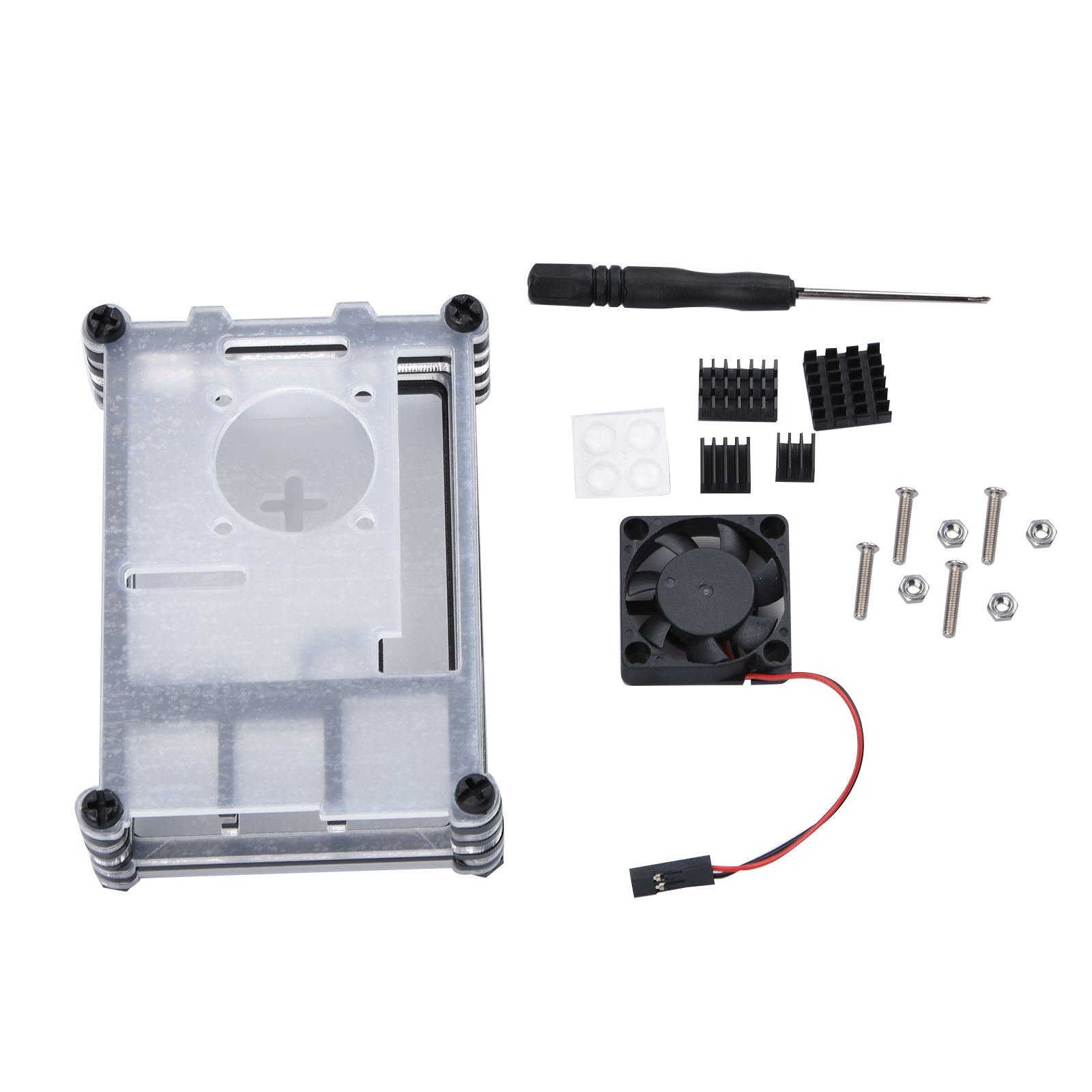 Pi 4 Case - Прозрачный 9-слойный корпус с охлаждающим вентилятором,