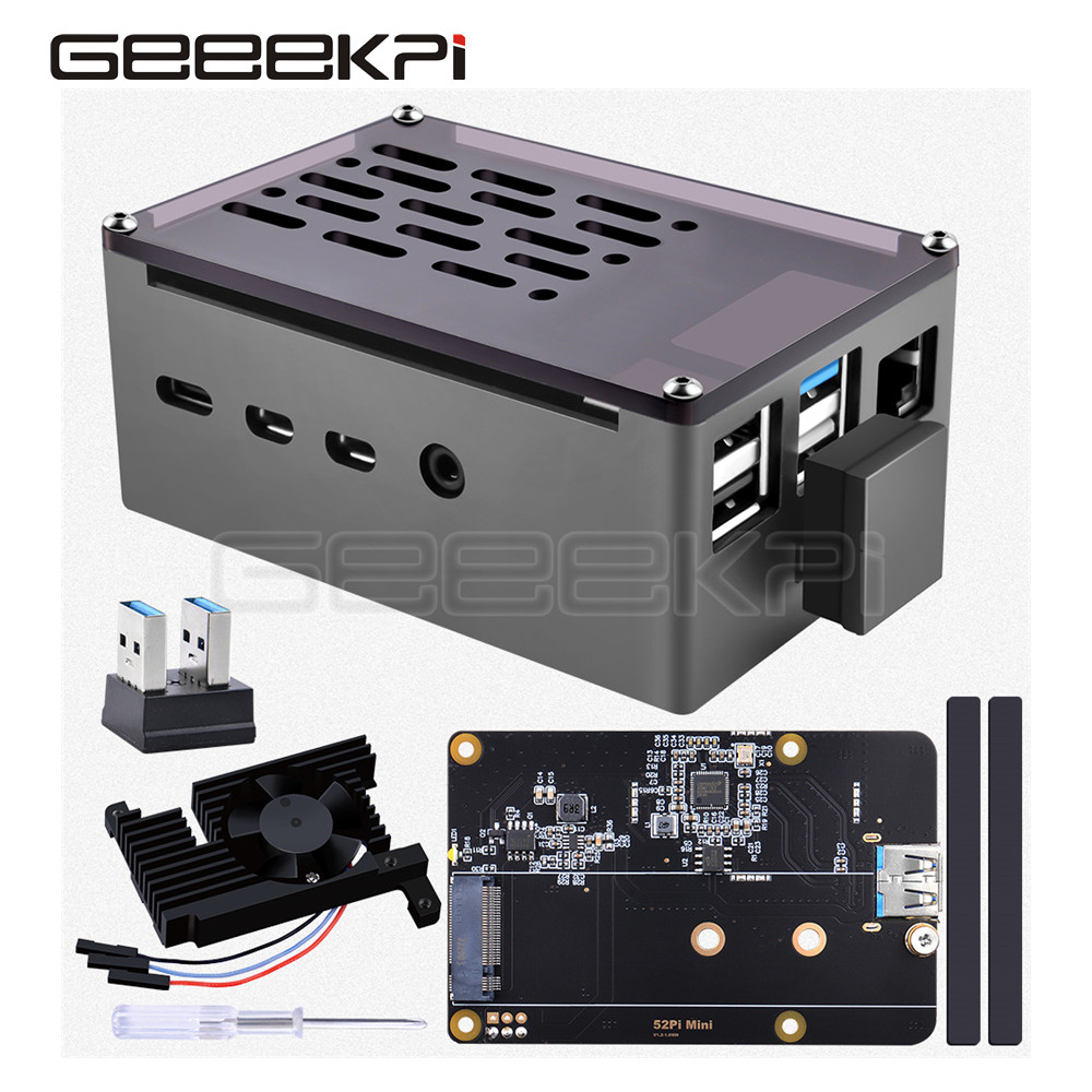 Pi 4 Case - Чехол с алюминиевым кирпичом GeeekPi, черный