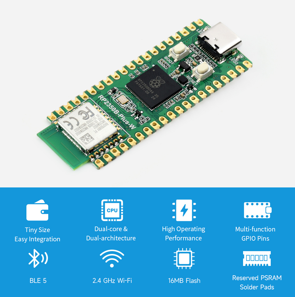 Плата разработки RP2350B Plus  – обзор и цена Raspberry Pi Kit